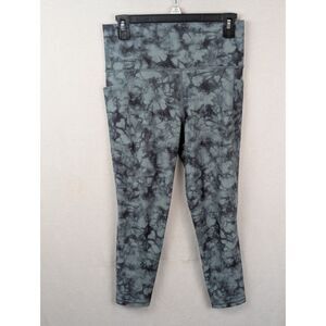 Athleta Stash Pocket Printed 7/8 Tight Leggings Green/Black Women's Size Medium